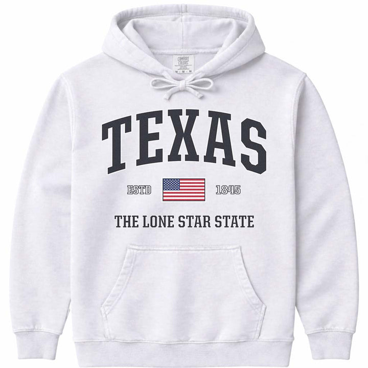USA Flag Texas Hoodie Sweatshirt - White