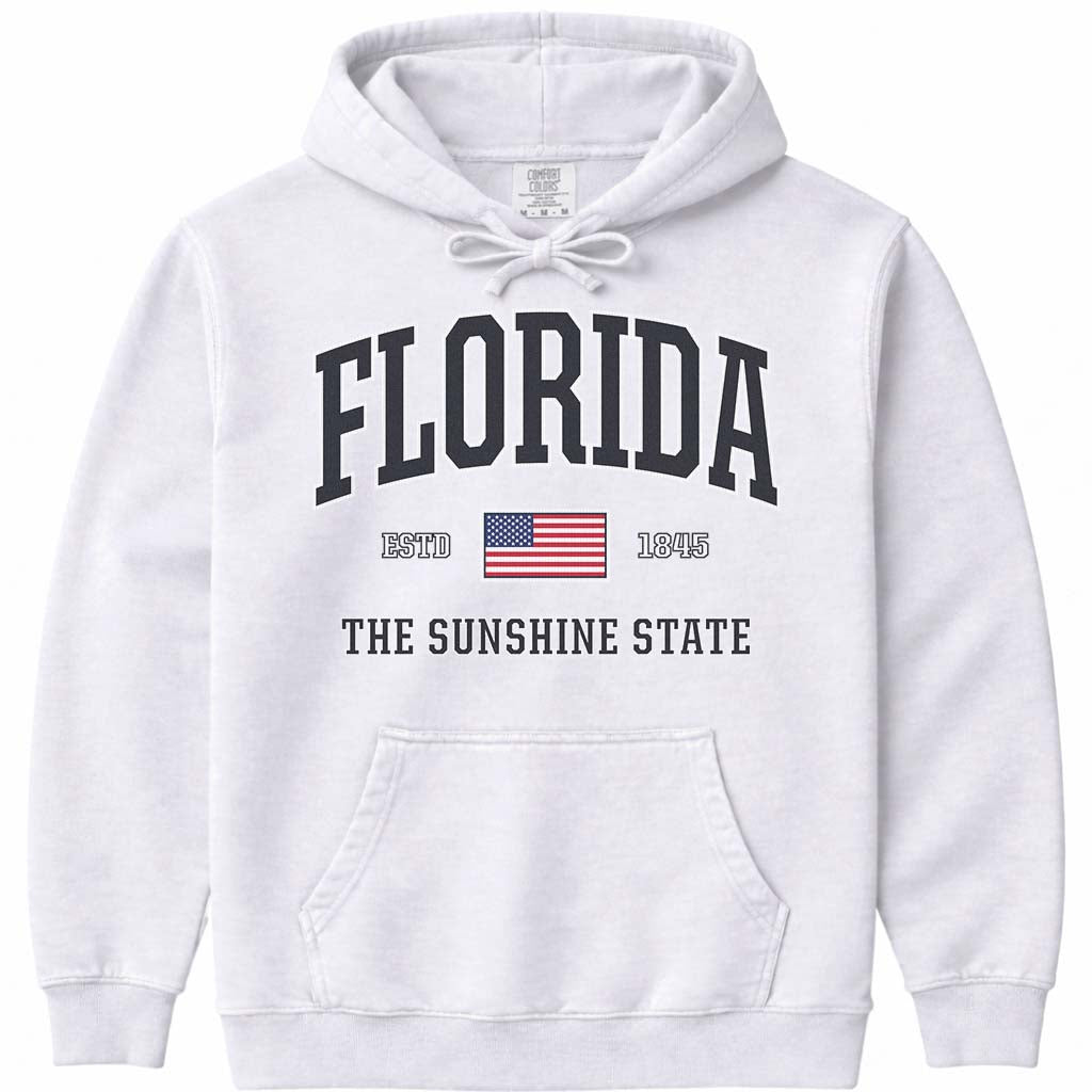 USA Flag Florida Hoodie Sweatshirt - White
