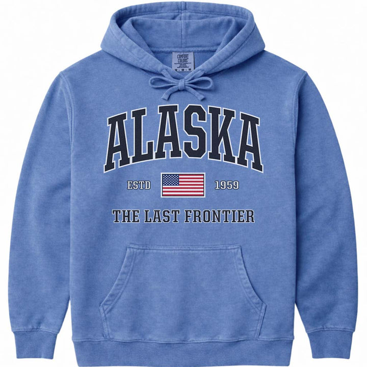 USA Patriotic Alaska Hoodie Sweatshirt - Flo Blue