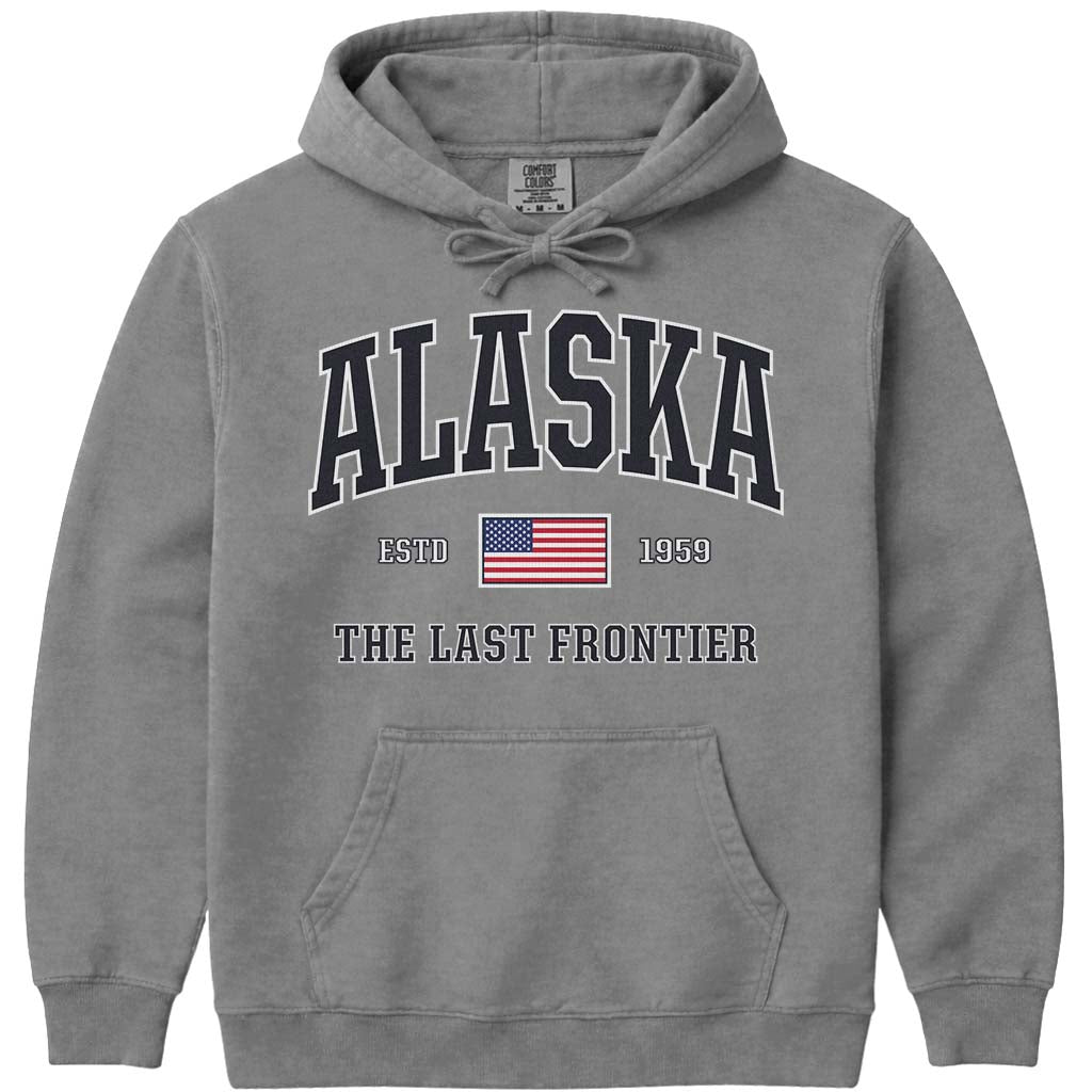 USA Patriotic Alaska Hoodie Sweatshirt - Grey