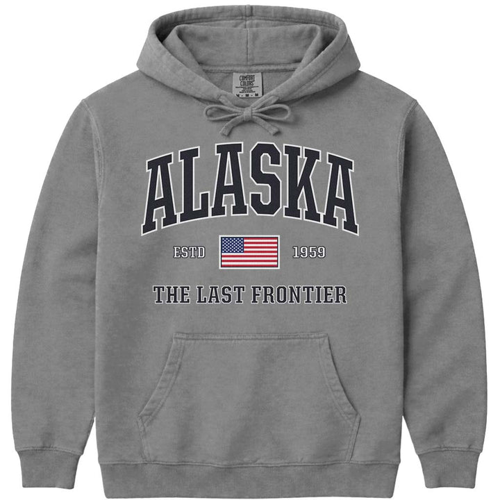 USA Patriotic Alaska Hoodie Sweatshirt - Grey