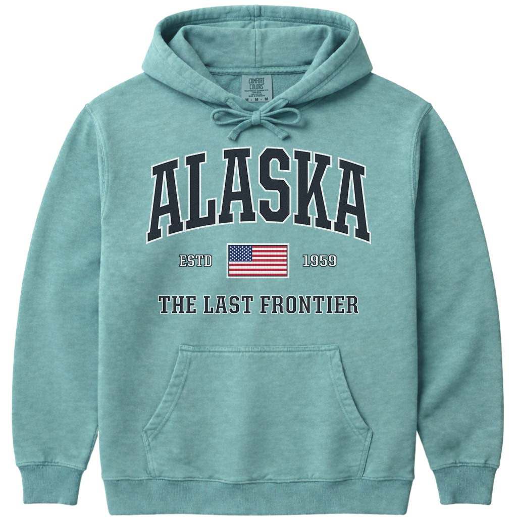 USA Patriotic Alaska Hoodie Sweatshirt - Seafoam