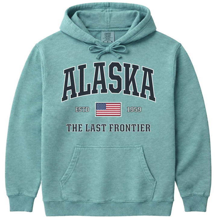 USA Patriotic Alaska Hoodie Sweatshirt - Seafoam