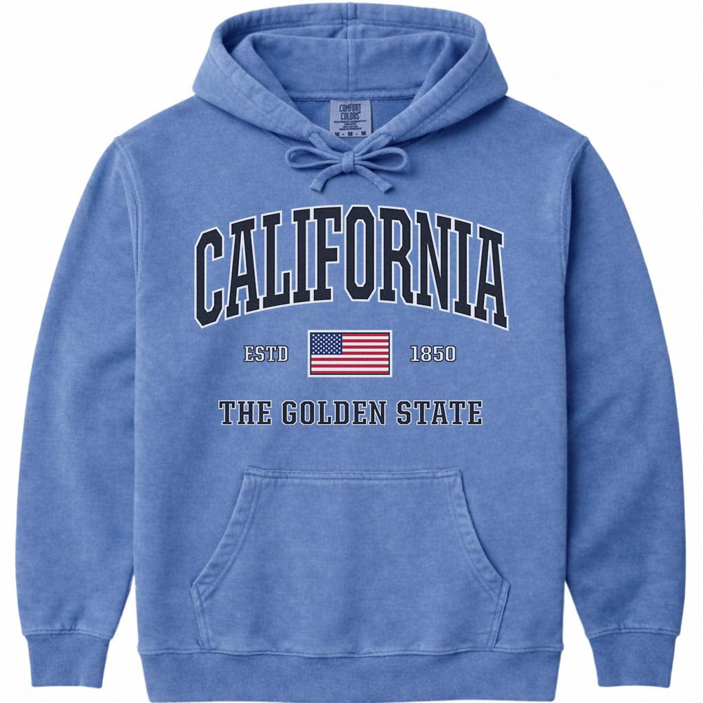 USA Patriotic California Hoodie Sweatshirt - Flo Blue