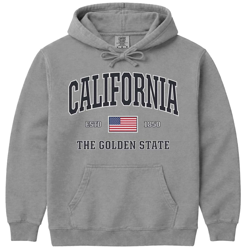 USA Patriotic California Hoodie Sweatshirt - Grey
