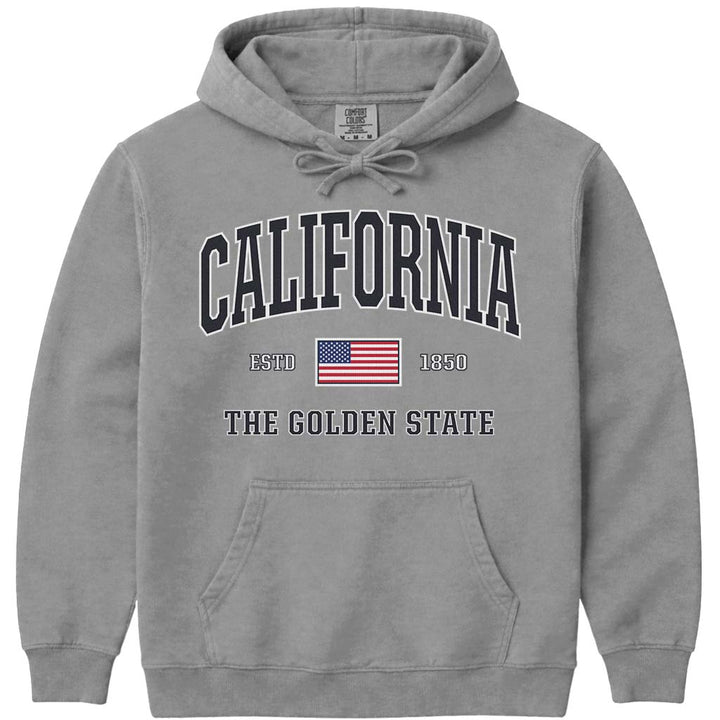 USA Patriotic California Hoodie Sweatshirt - Grey