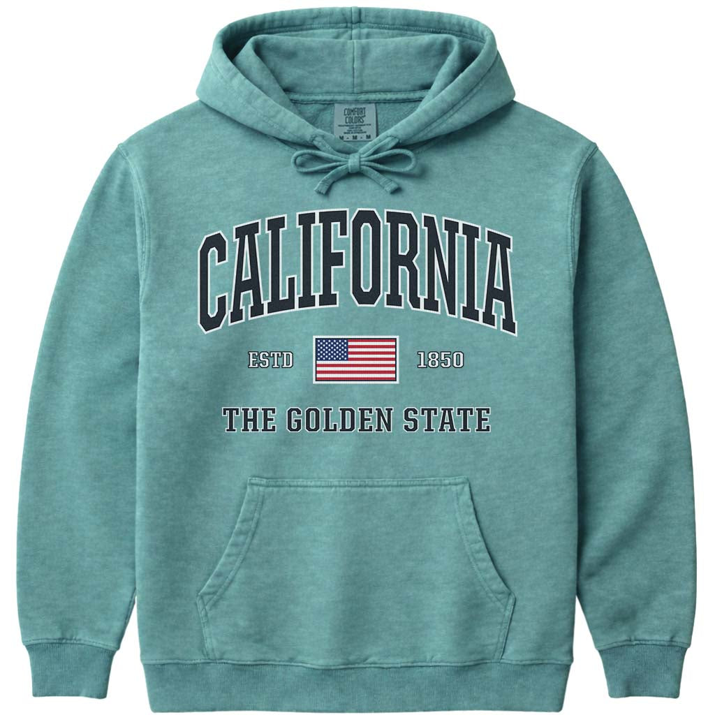 USA Patriotic California Hoodie Sweatshirt - Seafoam