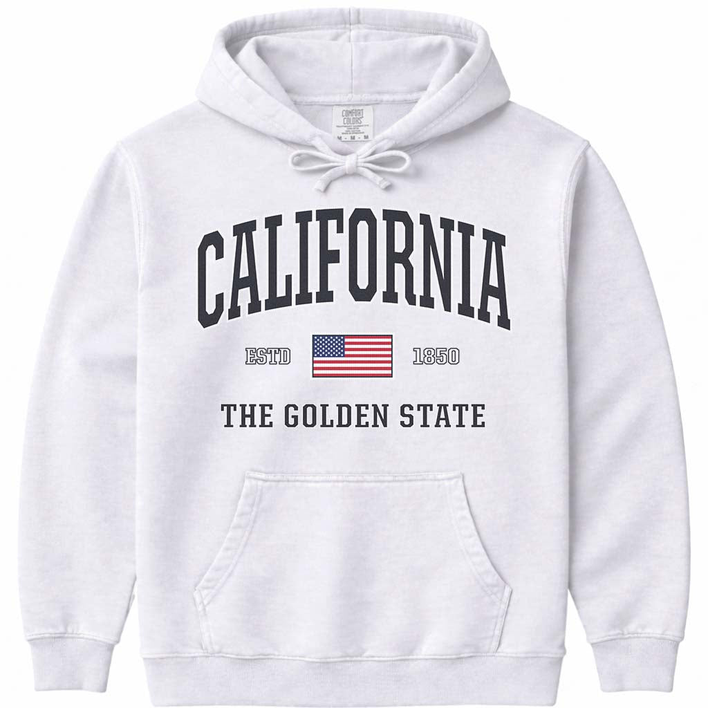 USA Patriotic California Hoodie Sweatshirt - White