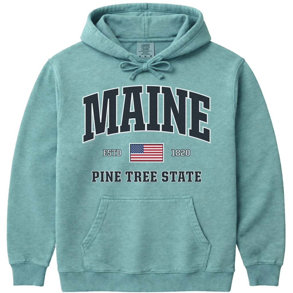 USA Patriotic Maine Hoodie Sweatshirt - Seafoam