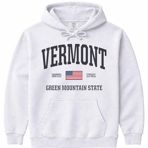 USA Vermont Hoodie Sweatshirt Patriotic American Flag VT Hooded Sweatshirt