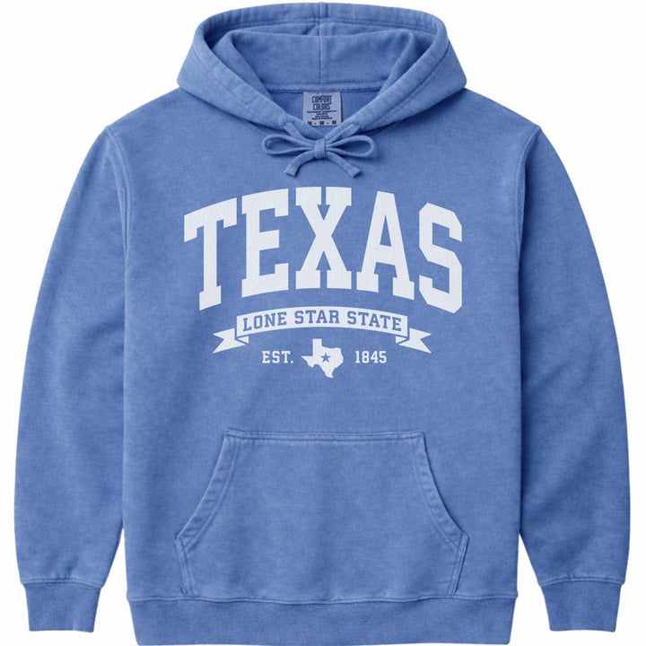 Vacation Texas Hoodie Sweatshirt - Flo Blue