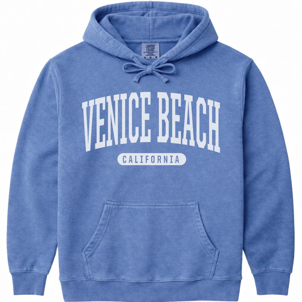 Venice Beach California Hooded Sweatshirt - Flo Blue