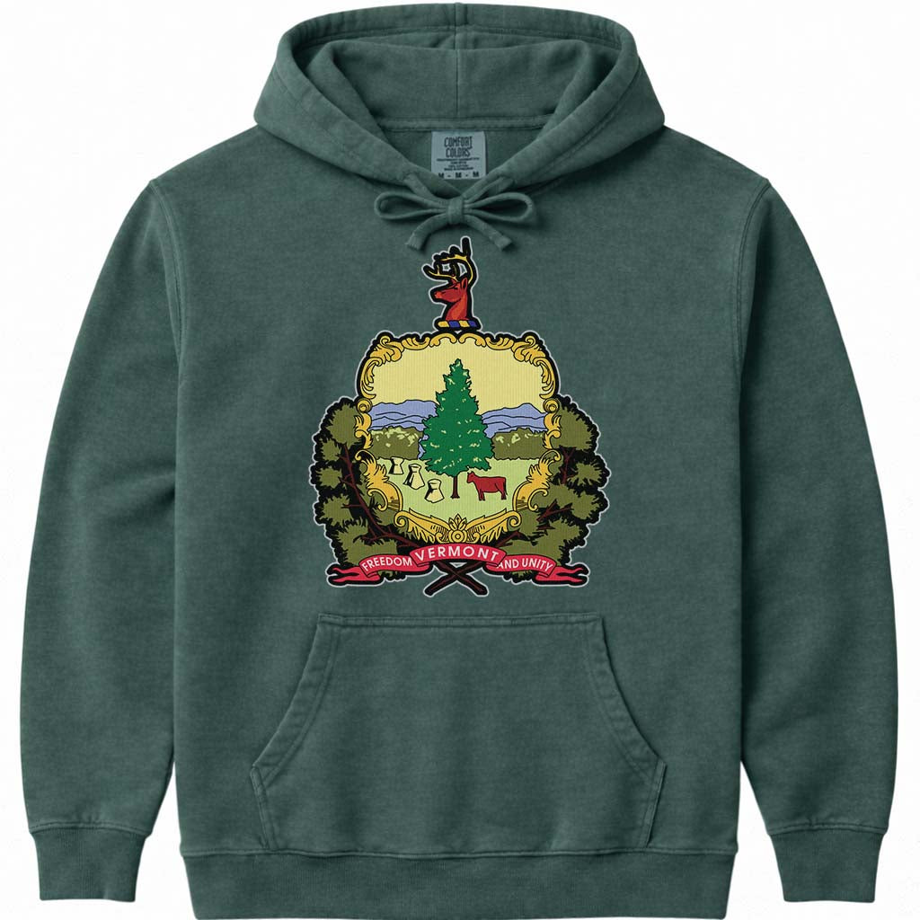 Vermont Flag Hoodie Vermont State Flag Sweatshirt - Blue Spruce