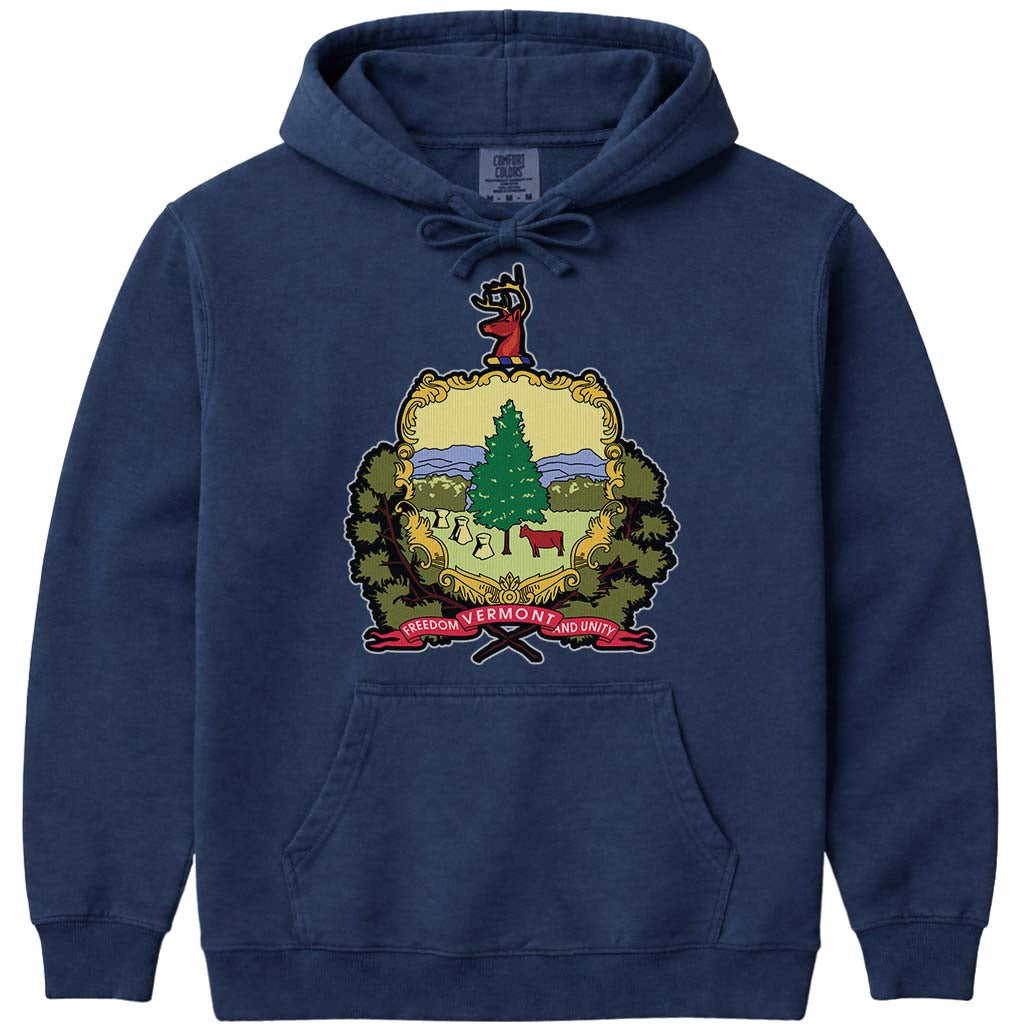 Vermont Flag Hoodie Vermont State Flag Sweatshirt - Navy