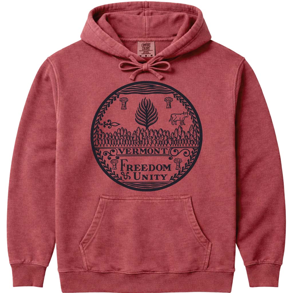 Vermont State Sweatshirt The State Seal of Vermont - Crimson