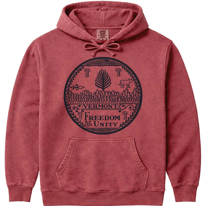 Vermont State Sweatshirt The State Seal of Vermont - Crimson