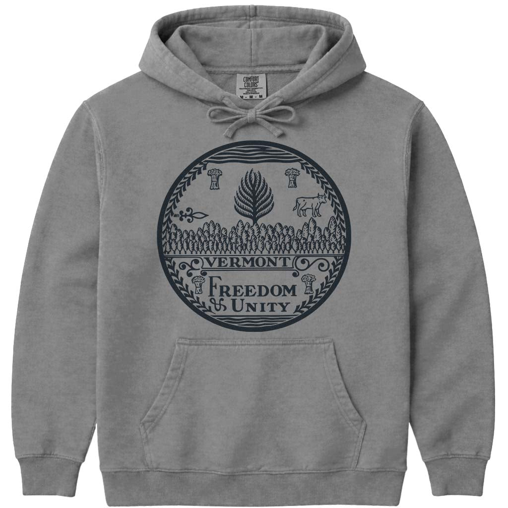 Vermont State Sweatshirt The State Seal of Vermont - Grey