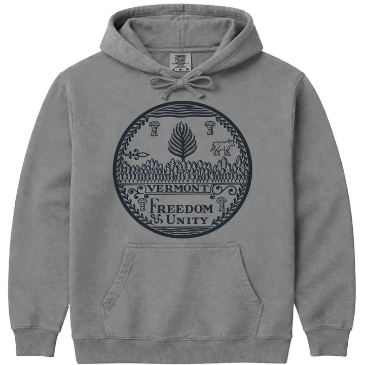 Vermont State Sweatshirt The State Seal of Vermont - Grey