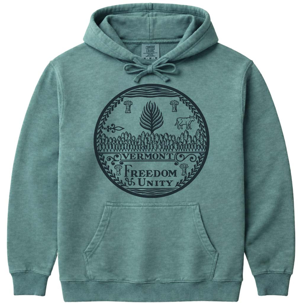 Vermont State Sweatshirt The State Seal of Vermont - Light Green