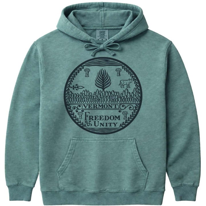 Vermont State Sweatshirt The State Seal of Vermont - Light Green
