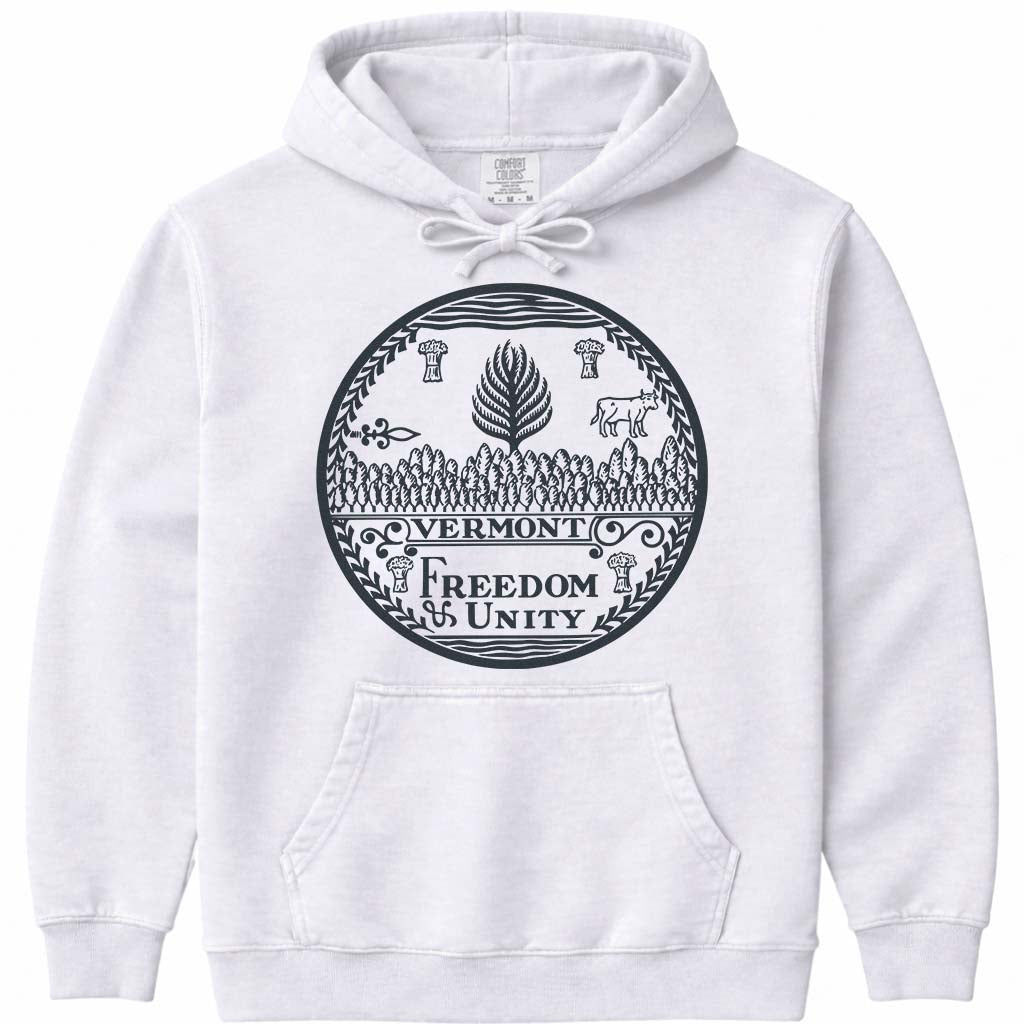 Vermont State Sweatshirt The State Seal of Vermont - White