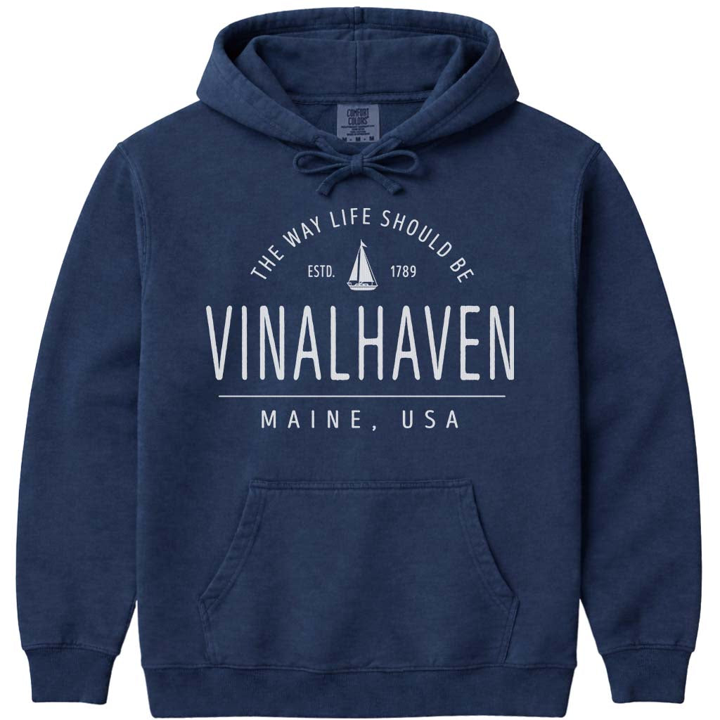 Vinalhaven Sailboat Hooded Sweatshirt - Navy
