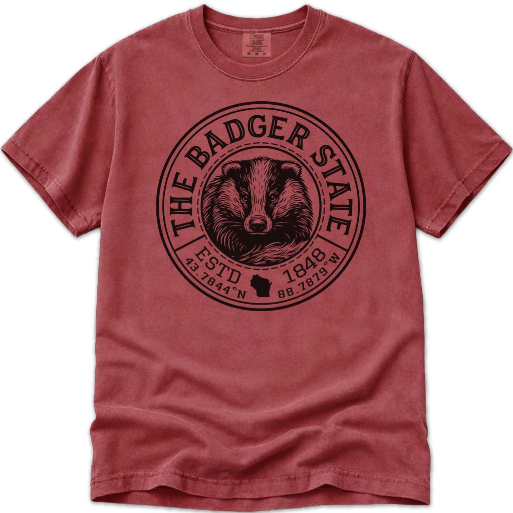 Vintage Badger State Wisconsin T Shirt - Crimson