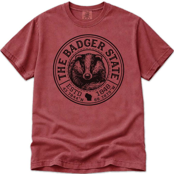 Vintage Badger State Wisconsin T Shirt - Crimson