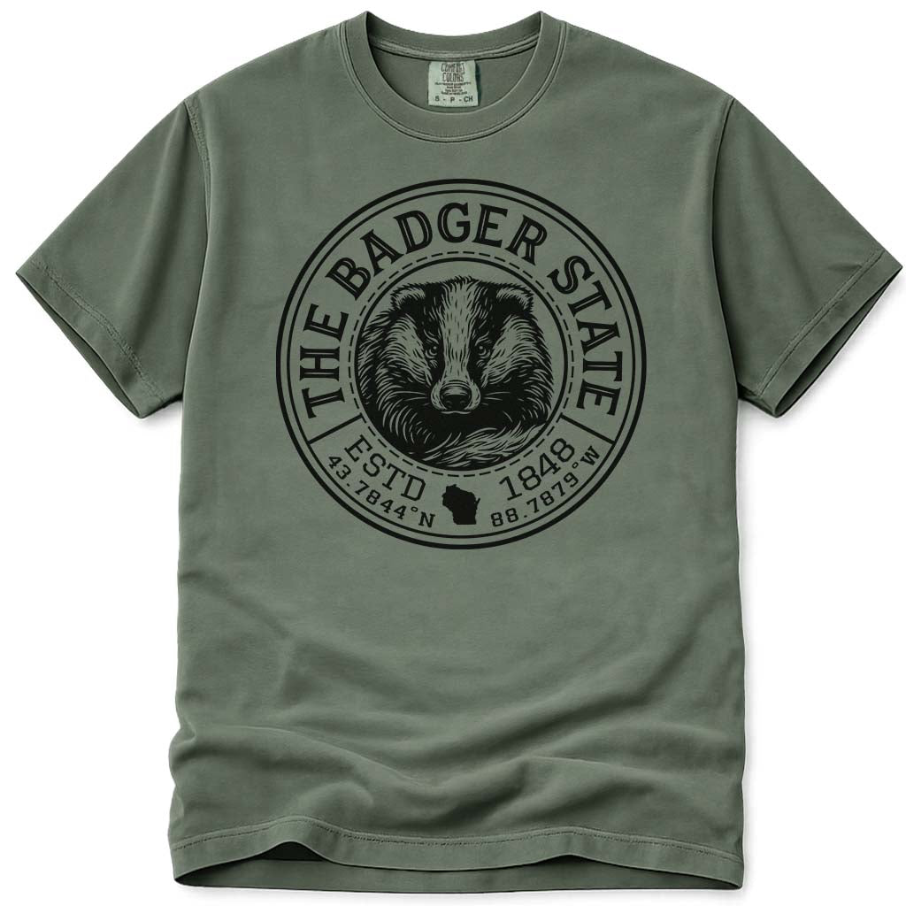 Vintage Badger State Wisconsin T Shirt - Moss