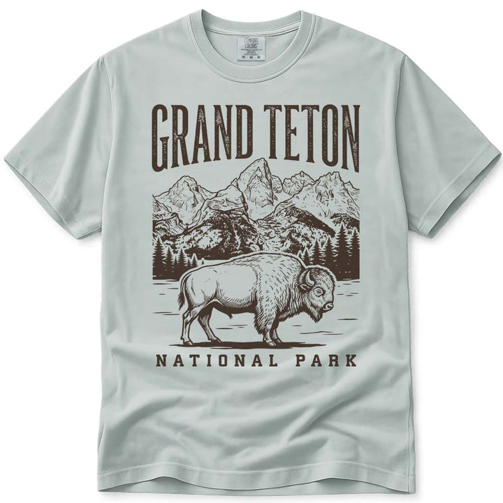 Vintage Bison Grand Teton National Park T Shirt - Bay