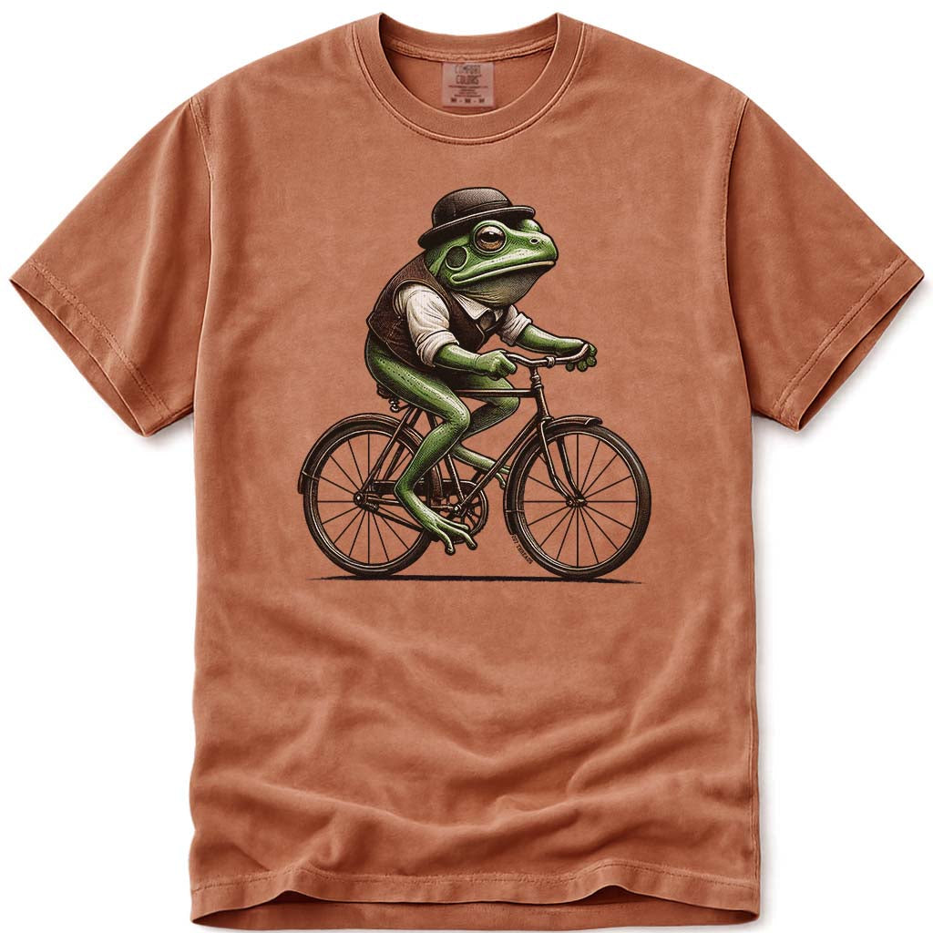 Vintage Frog Riding A Bicycle T Shirt - Yam