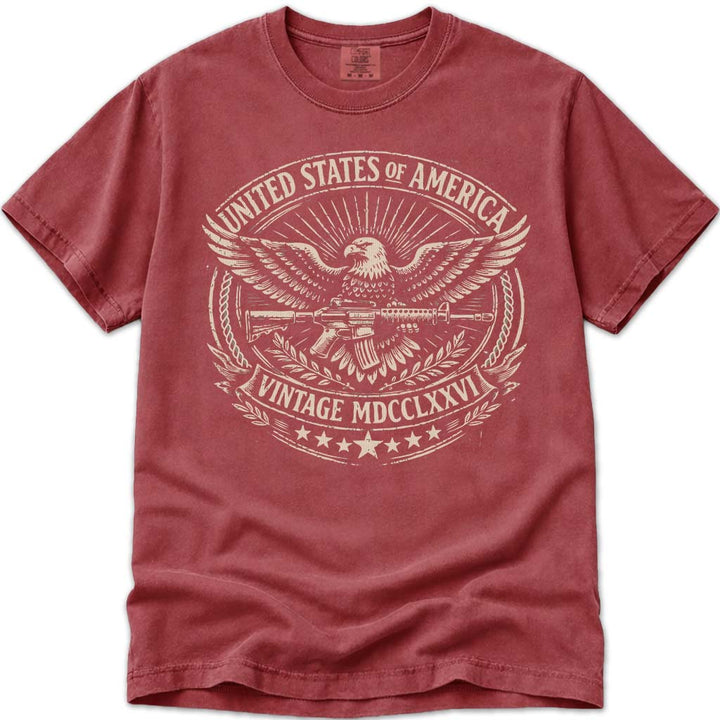 Vintage USA 250 Anniversary Eagle 1776 Tee - Crimson