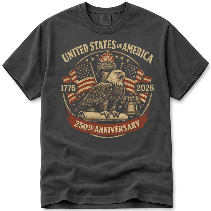 Vintage USA 250 Anniversary Eagle 4th of July Tee - Pepper