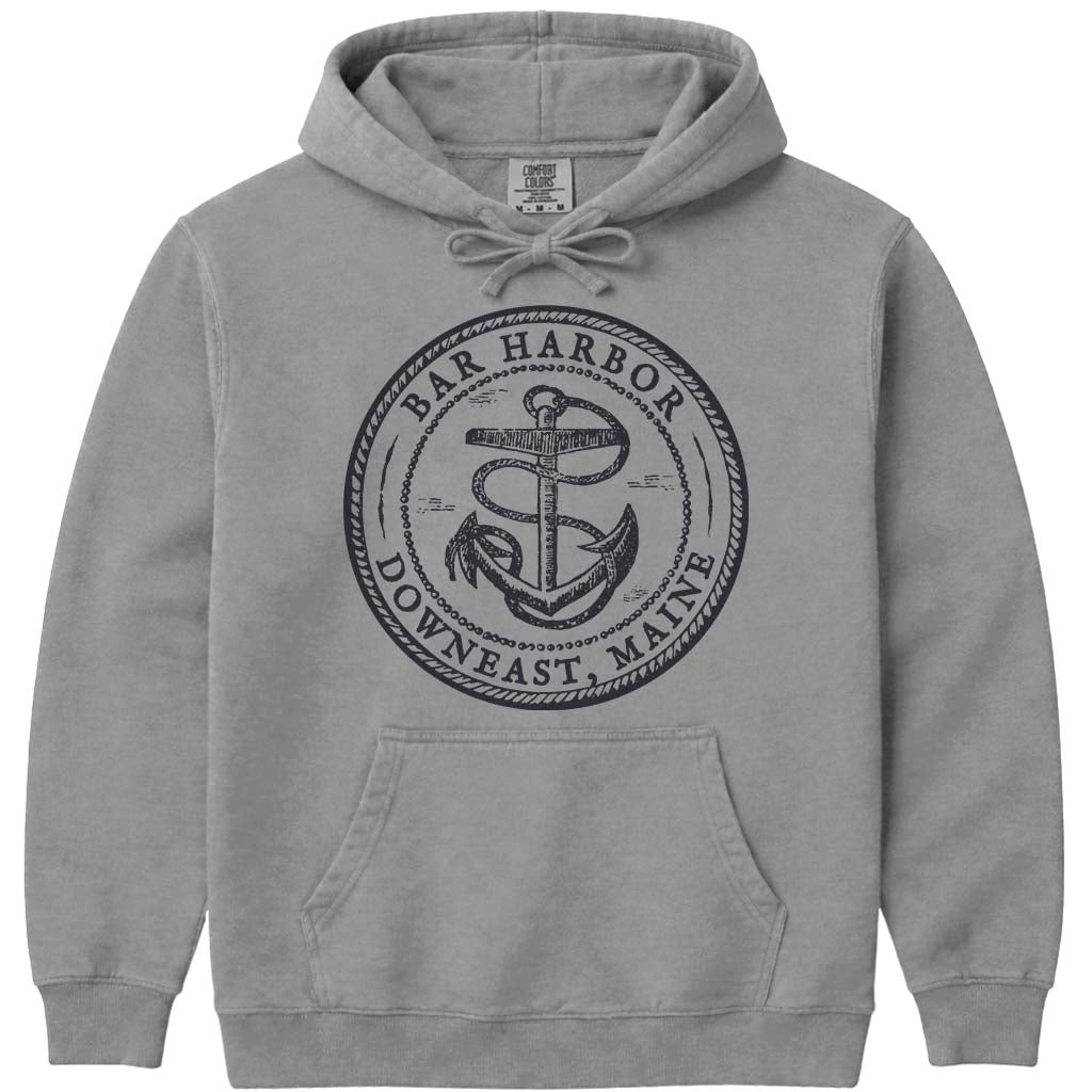 Vintage Antique Anchor Bar Harbor Maine Hoodie - Grey
