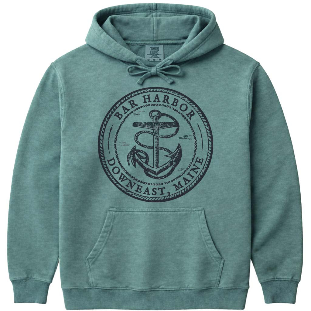 Vintage Antique Anchor Bar Harbor Maine Hoodie - Light Green