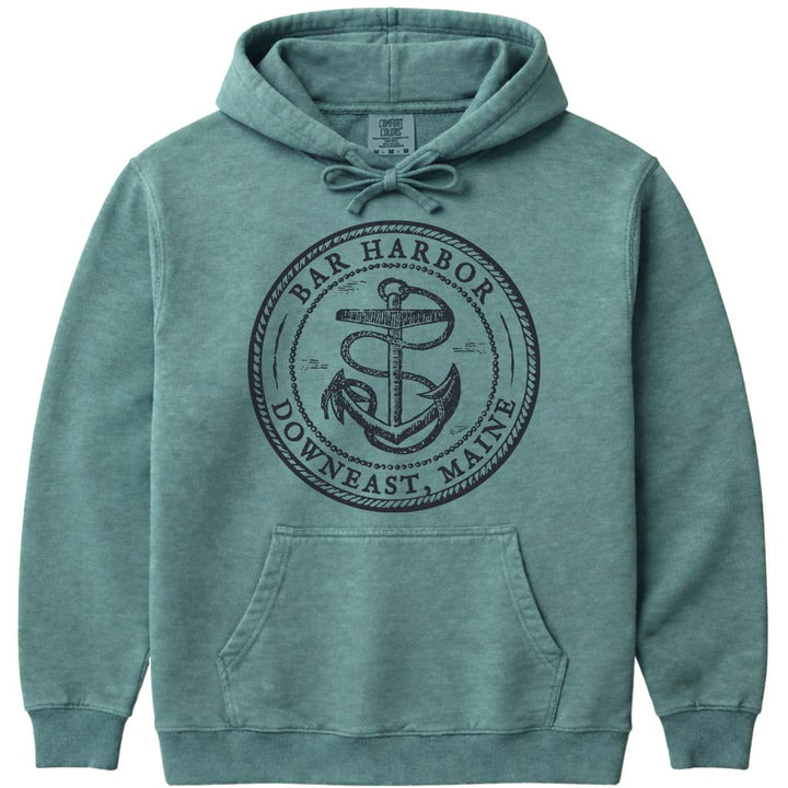 Vintage Antique Anchor Bar Harbor Maine Hoodie - Light Green