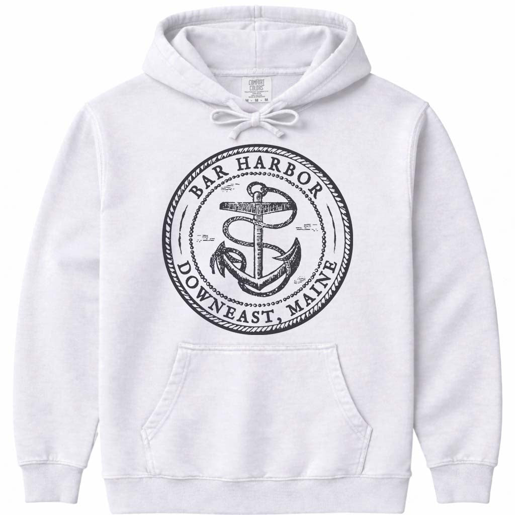 Vintage Antique Anchor Bar Harbor Maine Hoodie - White