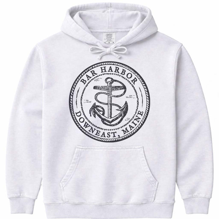 Vintage Antique Anchor Bar Harbor Maine Hoodie - White