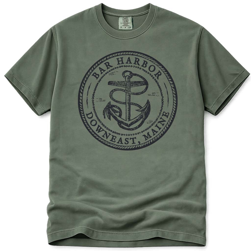 Vintage Antique Anchor Bar Harbor Maine T Shirt - Moss