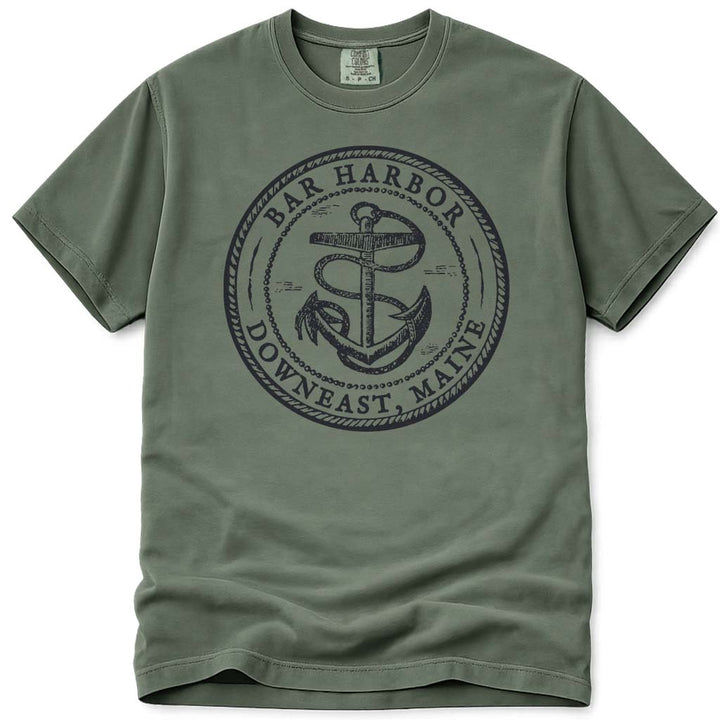 Vintage Antique Anchor Bar Harbor Maine T Shirt - Moss