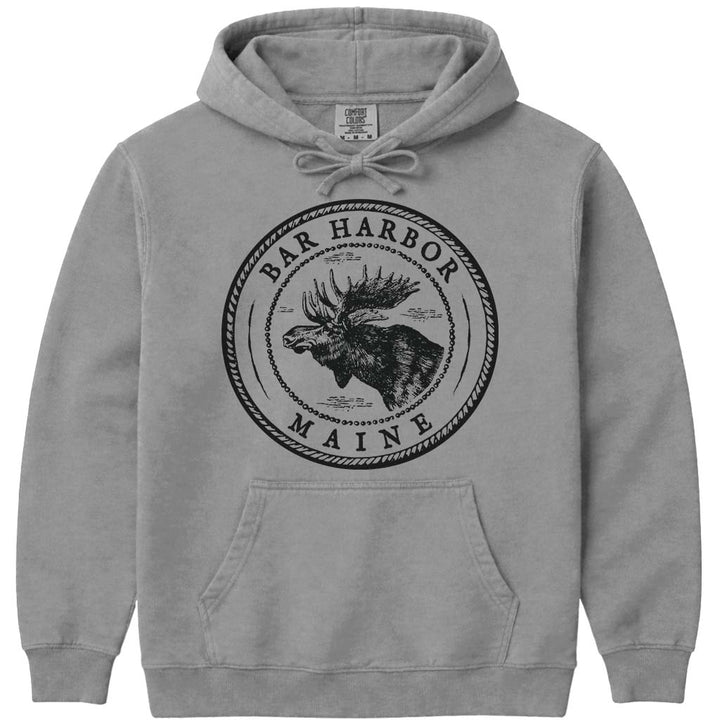 Vintage Bar Harbor Moose Hoodie - Grey