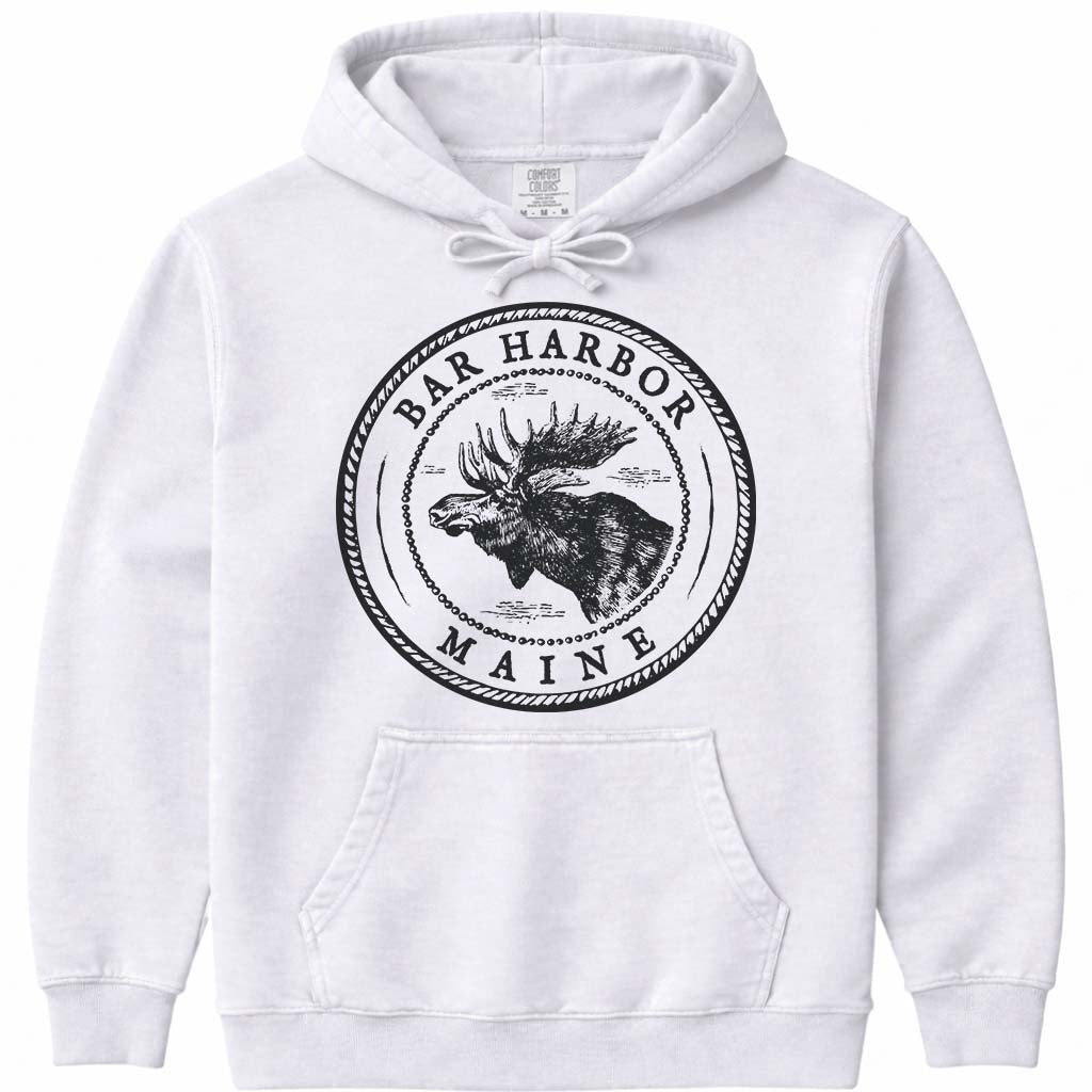 Vintage Bar Harbor Moose Hoodie - White