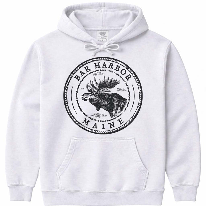 Vintage Bar Harbor Moose Hoodie - White
