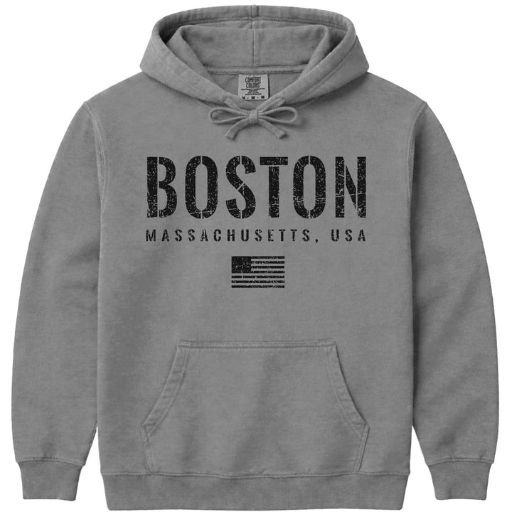 Vintage Boston Hoodie Sweatshirt - Grey