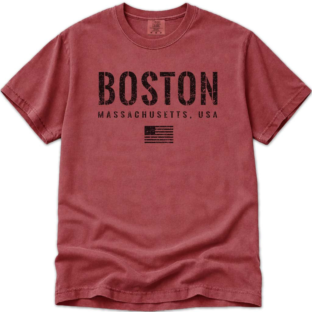 Vintage Boston MA T Shirt - Crimson