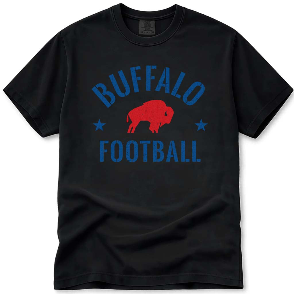 Vintage Buffalo Football T Shirt Retro Buffalo NY Football Tee - Black