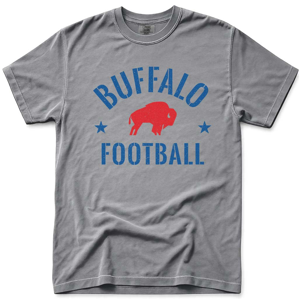 Vintage Buffalo Football T Shirt Retro Buffalo NY Football Tee - Grey
