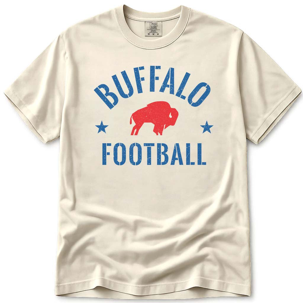 Vintage Buffalo Football T Shirt Retro Buffalo NY Football Tee - Ivory
