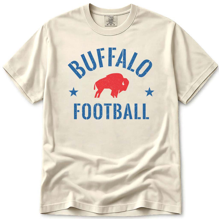 Vintage Buffalo Football T Shirt Retro Buffalo NY Football Tee - Ivory