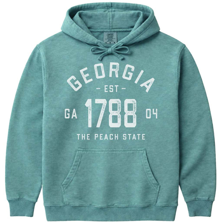 Vintage Georgia 1788 Hoodie Sweatshirt - Seafoam